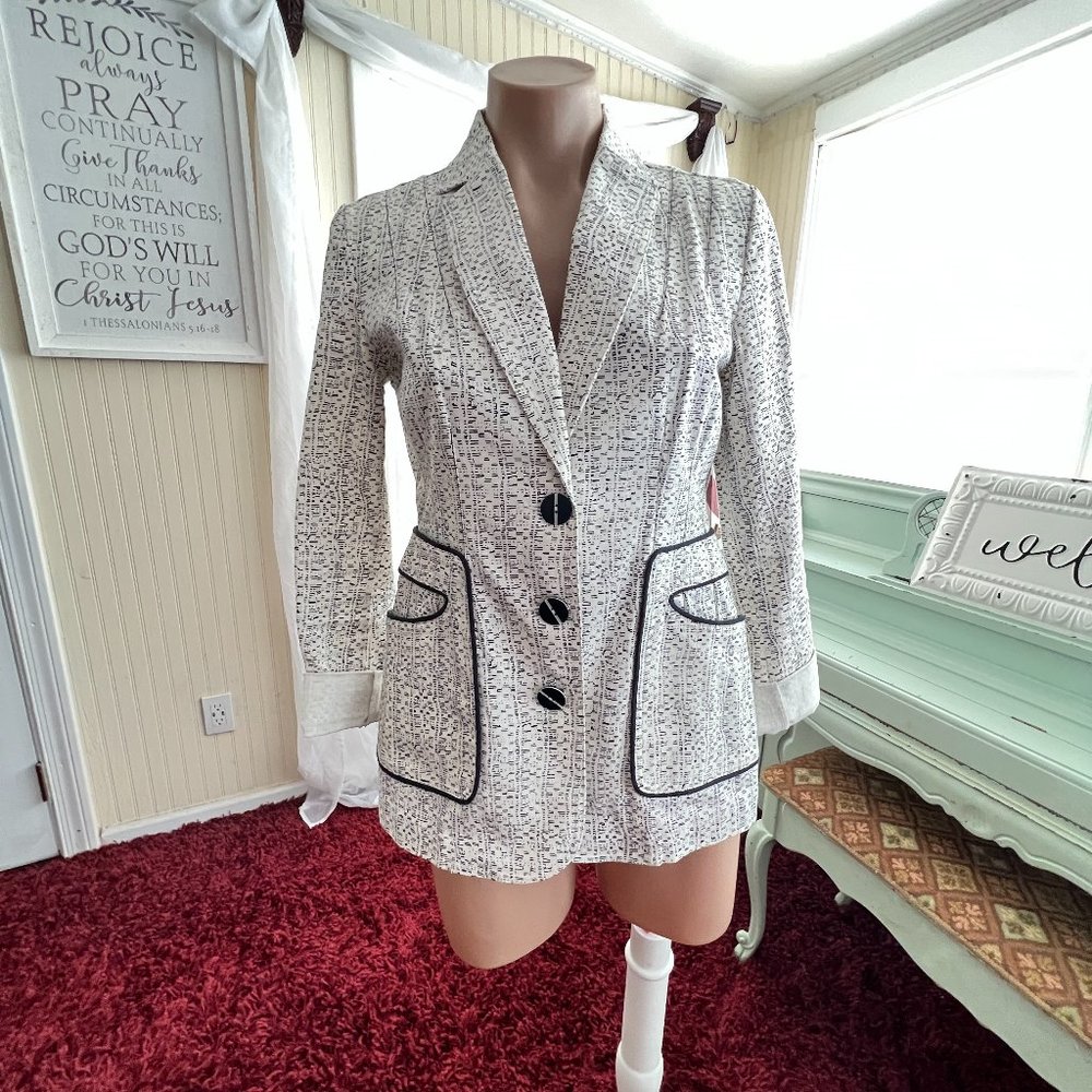 Carol Anderson By Invitation Cabi Navy White Blazer J… Gem